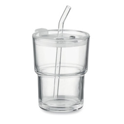 GiftRetail MO2502 - SIP Glass tumbler with straw 400ml