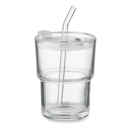 GiftRetail MO2502 - SIP Gobelet verre et paille 400ml