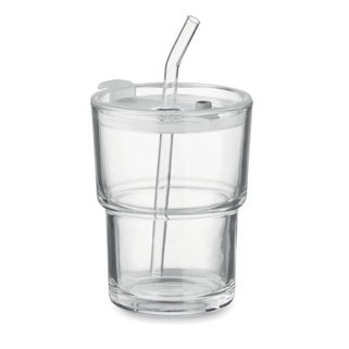 SIP Glass tumbler with straw 400ml - GiftRetail MO2502