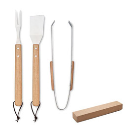 GiftRetail MO2546 - SMOKEY Set de barbecue  en chêne