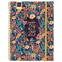 Finocam S8435080 - Diary TIGER Multicolour Quarto 15,5 x 21,2 cm 2024-2025 Floral
