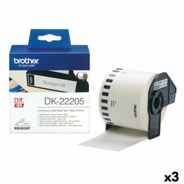 Brother S8427433 - Rouleau de Papier Continu DK-22205 Noir/Blanc (3 Unités)