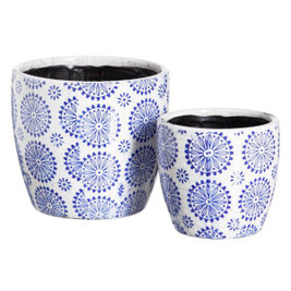 BigBuy Garden S8805859 - Set of Planters Blue Terracotta 19 x 19 x 17 cm Circular (2 Units)