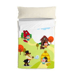 HappyFriday D1609806 - Couette rembourrée Mr Fox Piggys Multicouleur 105 x 200 cm