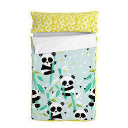 HappyFriday D1609802 - Couette rembourrée Moshi Moshi Panda Garden Blue Bleu 105 x 200 cm