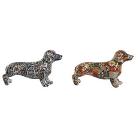 Home ESPRIT S3054796 - Decorative Figure Multicolour Dog Mediterranean 21 x 6 x 12 cm (2 Units)