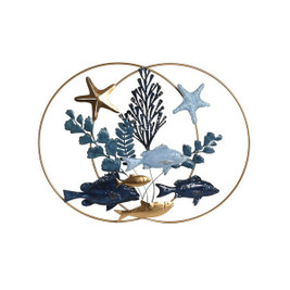 Home ESPRIT S3055478 - Wall Decoration Blue Golden Mediterranean Fish 83 x 6 x 63 cm