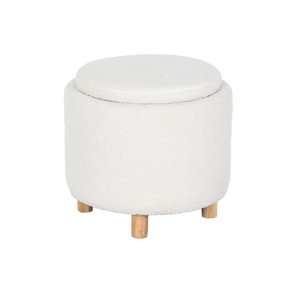 Home ESPRIT S3054213 - Hocker Weiß Polyester Kautschukholz Holz MDF 48 x 48 x 43 cm