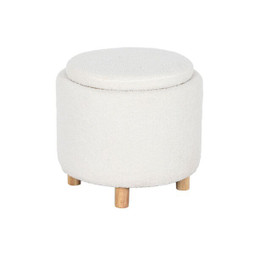 Home ESPRIT S3054213 - Hocker Weiß Polyester Kautschukholz Holz MDF 48 x 48 x 43 cm