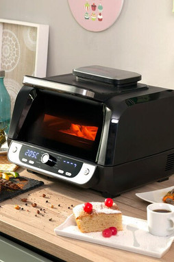 InnovaGoods V0103847 - Friteuse à Air avec Gril, Accessoires et Livre de Recettes Fryinn 12-in-1 6000 Noir Acier 3400 W 6 L