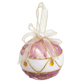 BigBuy Christmas S8804137 - Boules de Noël Blanc Rose Polyfoam Tissu 8 x 8 x 8 cm (4 Unités)
