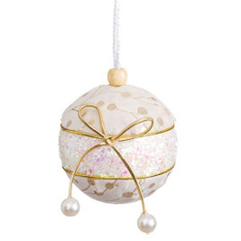 BigBuy Christmas S8804141 - Boules de Noël Blanc Doré Polyfoam Tissu Lien 6 x 6 x 6 cm (6 Unités)