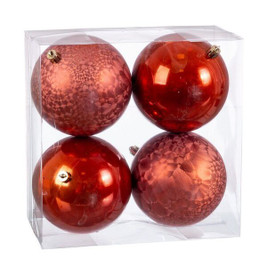 BigBuy Christmas S8803932 - Boules de Noël Cuivre Plastique 10 x 10 x 10 cm (4 Unités)