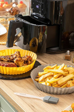 InnovaGoods V0103786 - Paniers en Silicone avec Pinceau pour Friteuses à Air Mollicon 2 Unités