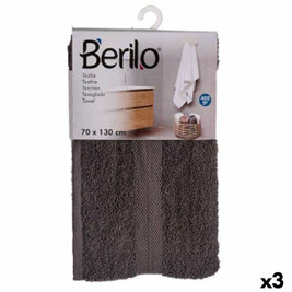 Berilo S3625243 - Bath towel 89670 Grey 80 % cotton 20 % Polyester 70 x 130 cm (3 Units)