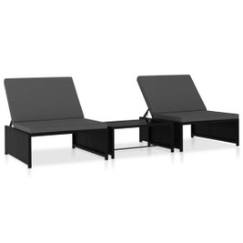 vidaXL 3001260 - Sun Loungers 2 pcs with Table Poly Rattan