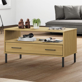 vidaXL 3017505 - Coffee Table with Metal Legs 85x50x45cm Solid Wood OSLO