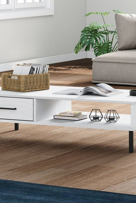 vidaXL 3017506 - Coffee Table with Metal Legs Solid Wood Pine OSLO