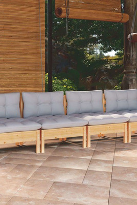 vidaXL 3012398 - 4-Seater Garden Sofa with Cushions Solid Pinewood