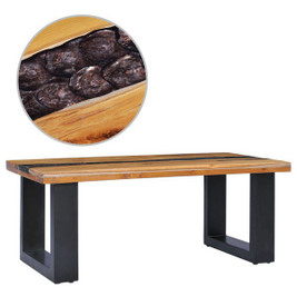 vidaXL 298372 - Coffee Table 100x50x40 cm Solid Teak Wood and Polyresin