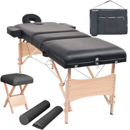vidaXL 3001333 - 3-Zone Folding Massage Table and Stool Set 10 cm Thick
