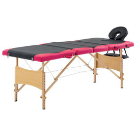 vidaXL 3002414 - Foldable Massage Table 4 Zones Wood and Pink