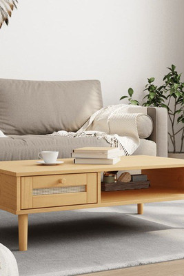 vidaXL 3031909 - Table basse SENJA aspect rotin marron 100x55x33 cm bois massif