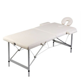 vidaXL 298476 - Cream Foldable Massage Table 2 Zones with Aluminium Frame