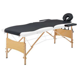 vidaXL 3002412 - Foldable Massage Table 2 Zones Wood and White