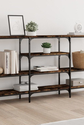 vidaXL 3033439 - Console Table Smoked Oak 160x29x80 cm Engineered Wood