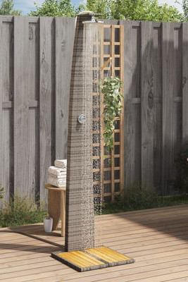 vidaXL 3043805 - Outdoor Shower Grey 55x60x224 cm Poly Rattan and Acacia Wood
