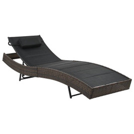 vidaXL 296767 - Sun Lounger Poly Rattan and Textilene Brown