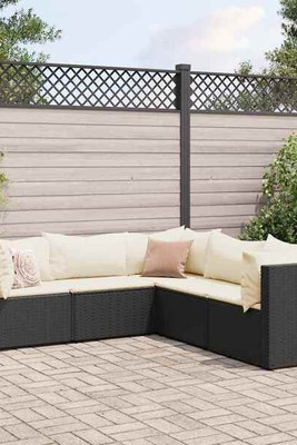 vidaXL 3043054 - 5 Piece Garden Lounge Set with Cushions Poly Rattan