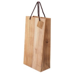 Claps 17525 - Wood Effect Dual Bottle Carrier Bag