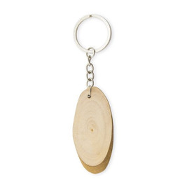 Claps 46215 - Unique Natural Wood Keychain with Large Print Area
