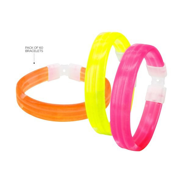 Claps 52291 - Set of 60 Glow Bracelets in Assorted Colors