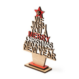 Claps 71043 - Wooden Christmas Tree with Cut-Out Message