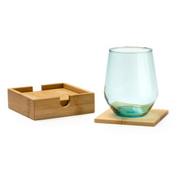 Claps 74049 - Chic Bamboo Coaster Set with Case