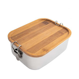 Claps 74259 - Stainless Steel Lunch Box with Bamboo Lid