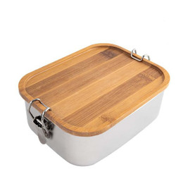 Claps 74259 - Stainless Steel Lunch Box with Bamboo Lid