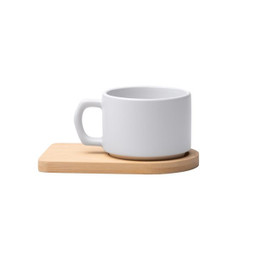 Claps 74376 - Matte Ceramic Mug with Bamboo Tray