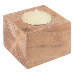 Claps 79112 - Portacandele in Legno di Acacia con Candela