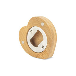 Claps 82099 - Heart-Shaped Bamboo Bottle Opener with Magnet