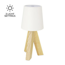 Claps 85076 - Natural Wood Touch Lamp with Rechargeable Battery