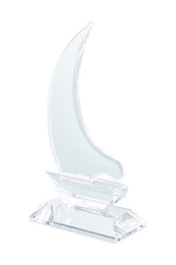 Claps 95167 - Glass Sailboat Trophy with Blue Satin Box