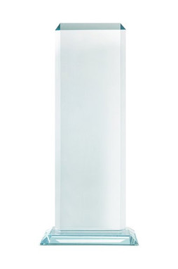 Claps 95170 - Elegant Rectangular Glass Trophy with Blue Satin Lining