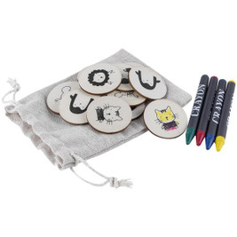 Claps 96167 - Wooden Memory Game with Coloring Crayons