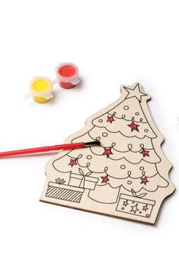 Claps 96187 - Festive Wooden Tree Painting Kit for Christmas
