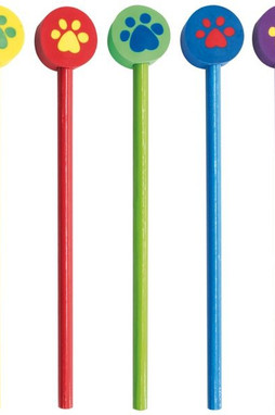 Claps 96214 - Colorful Paw Print Pencils with Erasers Set
