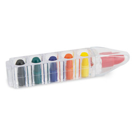 Claps 96888 - Original Set of 6 Colorful Crayons with Clear Body